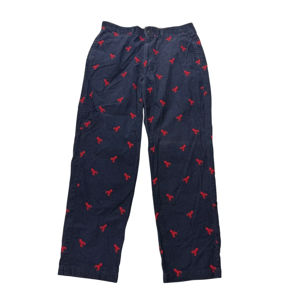 Polo Ralph Lauren Lobster Embroidered Corduroy Pants Mens‎ 35 x 32 Vintage Blue